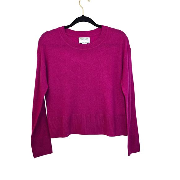 Rachel Zoe 100% Cashmere Crewneck Sweater Size S Magenta Pullover Rib Hem 2-Ply - Picture 1 of 7